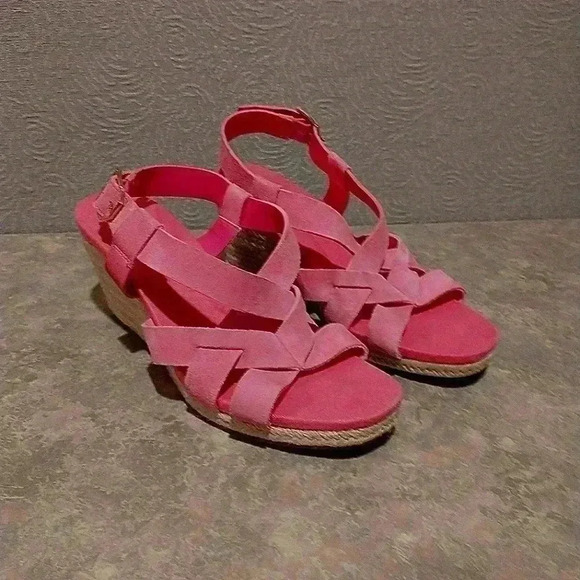 Cole Haan pink Strappy espadrilles wedge sandals size 7.5 - Picture 1 of 10